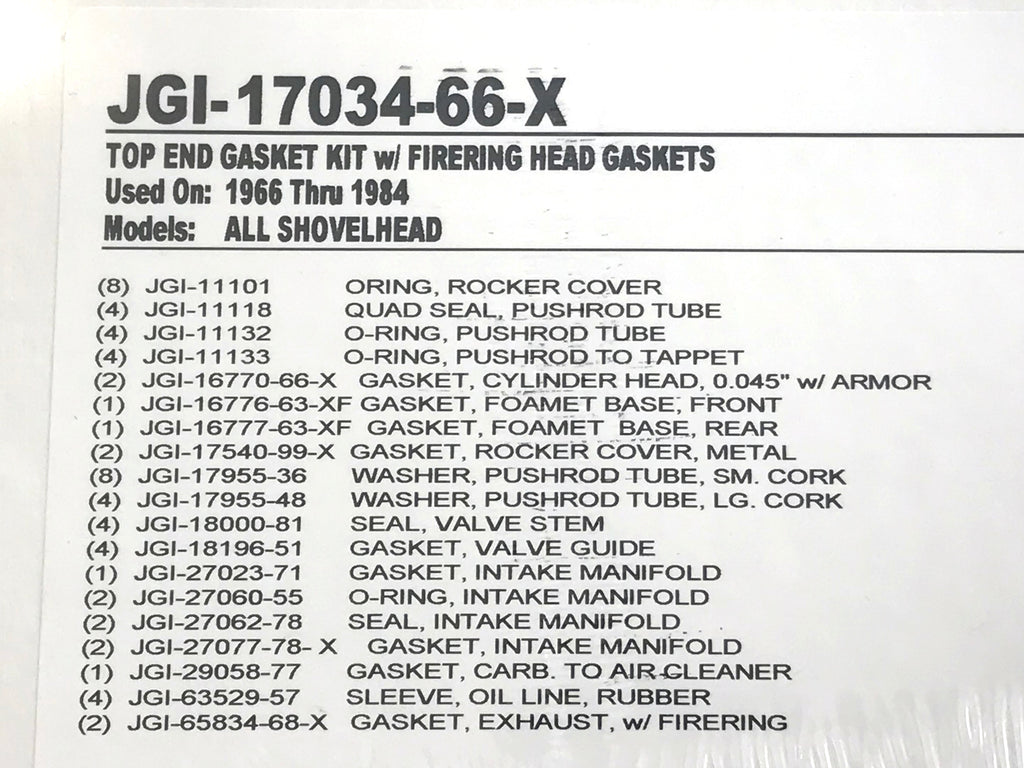 James Gaskets Inc Top End Gasket Kit Big Twin 1966-1984 JGI-17034-66-X