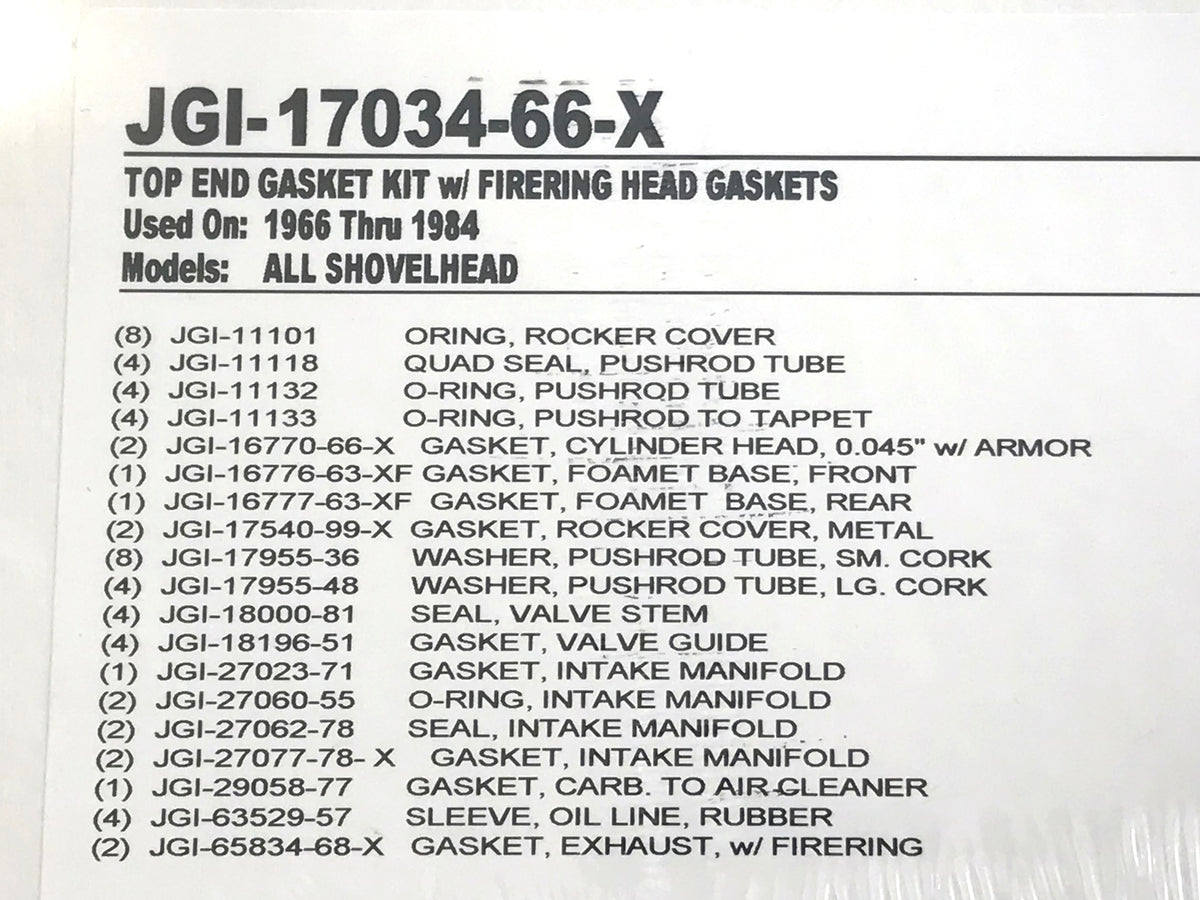 James Gaskets Inc Top End Gasket Kit Big Twin 1966-1984 JGI-17034-66-X
