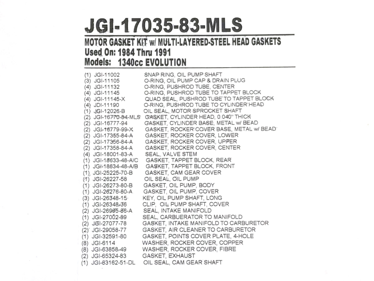 James Gaskets Inc MLS Engine Gasket Kit Evolution Big Twin 1984-1991
