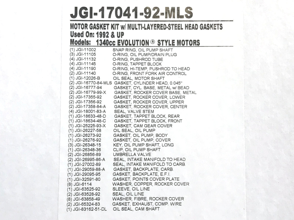 James Gaskets Inc MLS Engine Gasket Kit Evolution Big Twin 1992-1999 JGI-17041-92-MLS