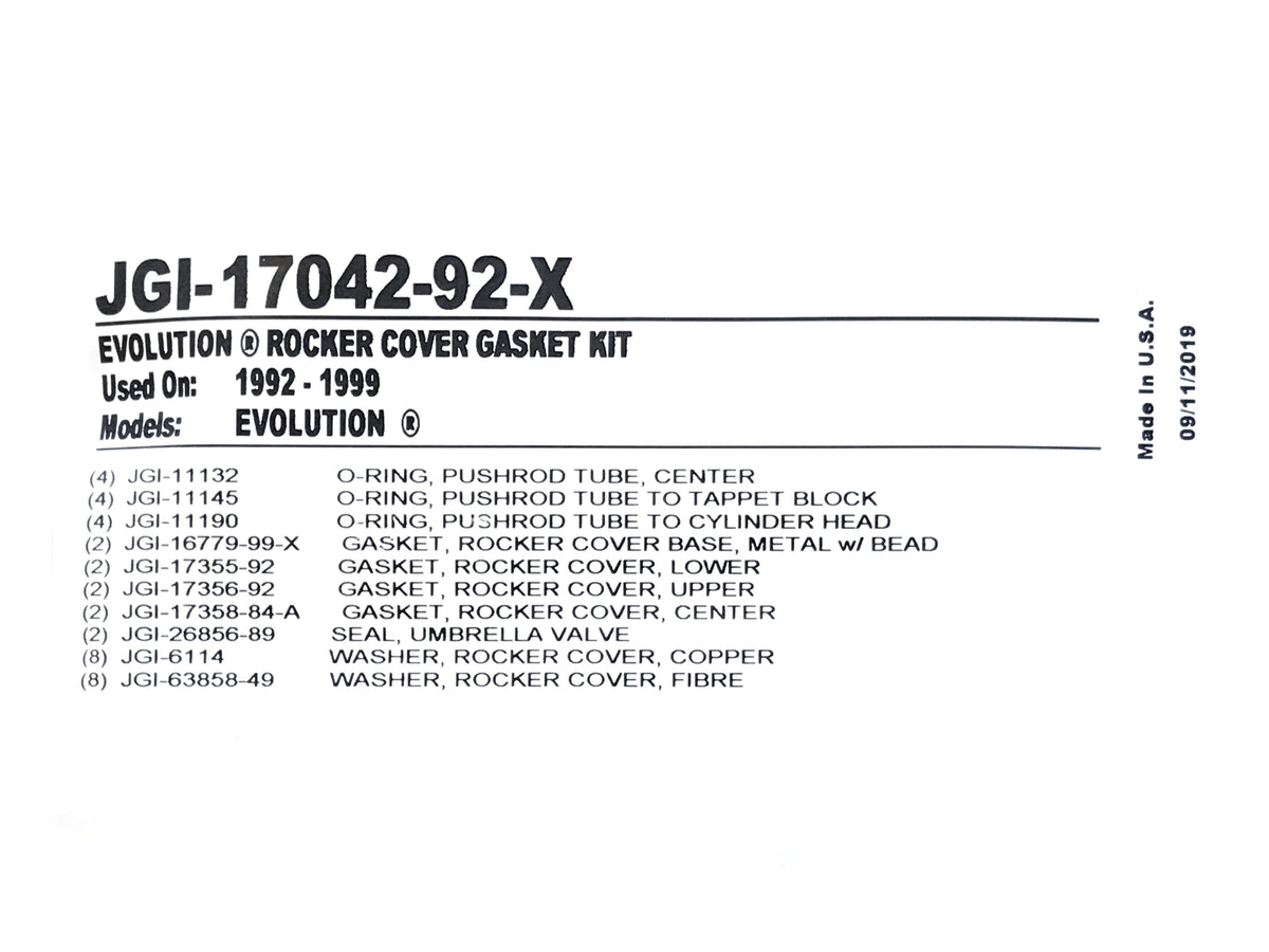 James Gaskets Rocker Cover Gasket Kit Evolution Big Twin 1992-1999 JGI-17042-92-X