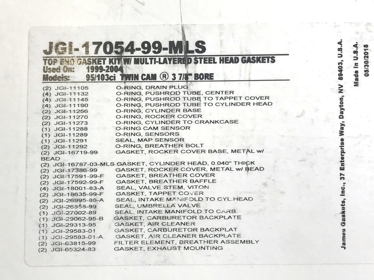 James Gaskets Inc MLS Top End Gasket Kit Twin Cam 1999-2004