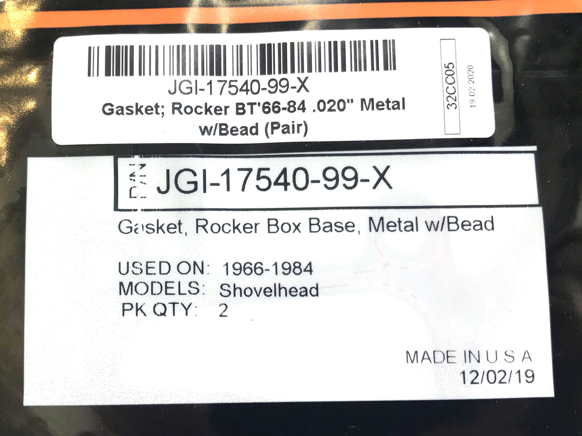 James Gaskets Inc Rocker Cover Gaskets Big Twin 1966-1984 JGI-17540-99-X