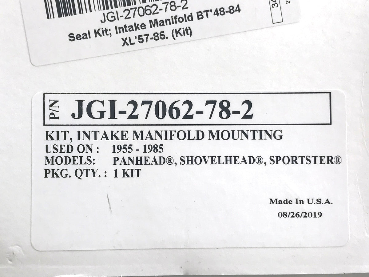 James Gaskets Inc Intake Manifold Seal Kit Big Twin 1948-1984 Sportster 1957-1985 JGI-27062-78-2