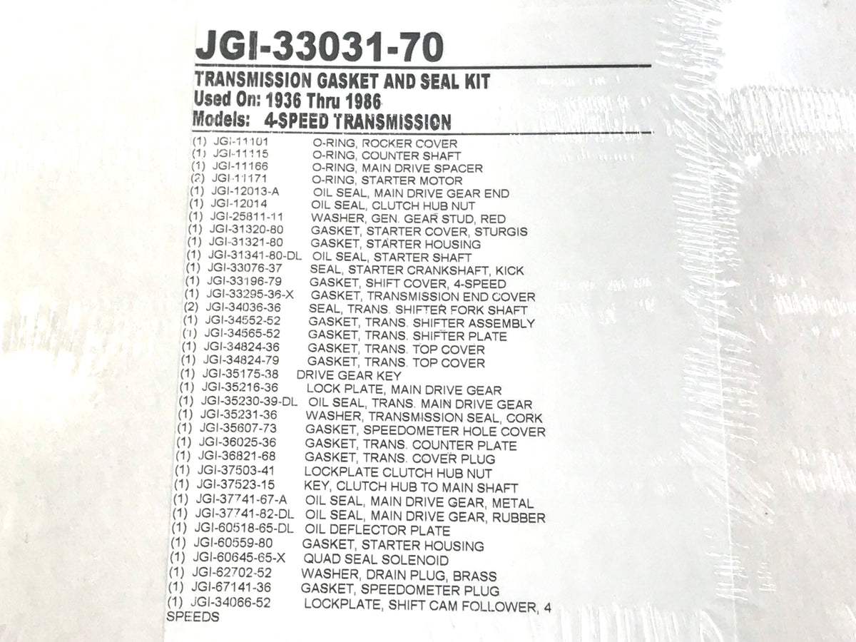 James Gaskets Inc Transmission Gasket Kit 4Spd Big Twin 1936-1986 JGI-33031-70