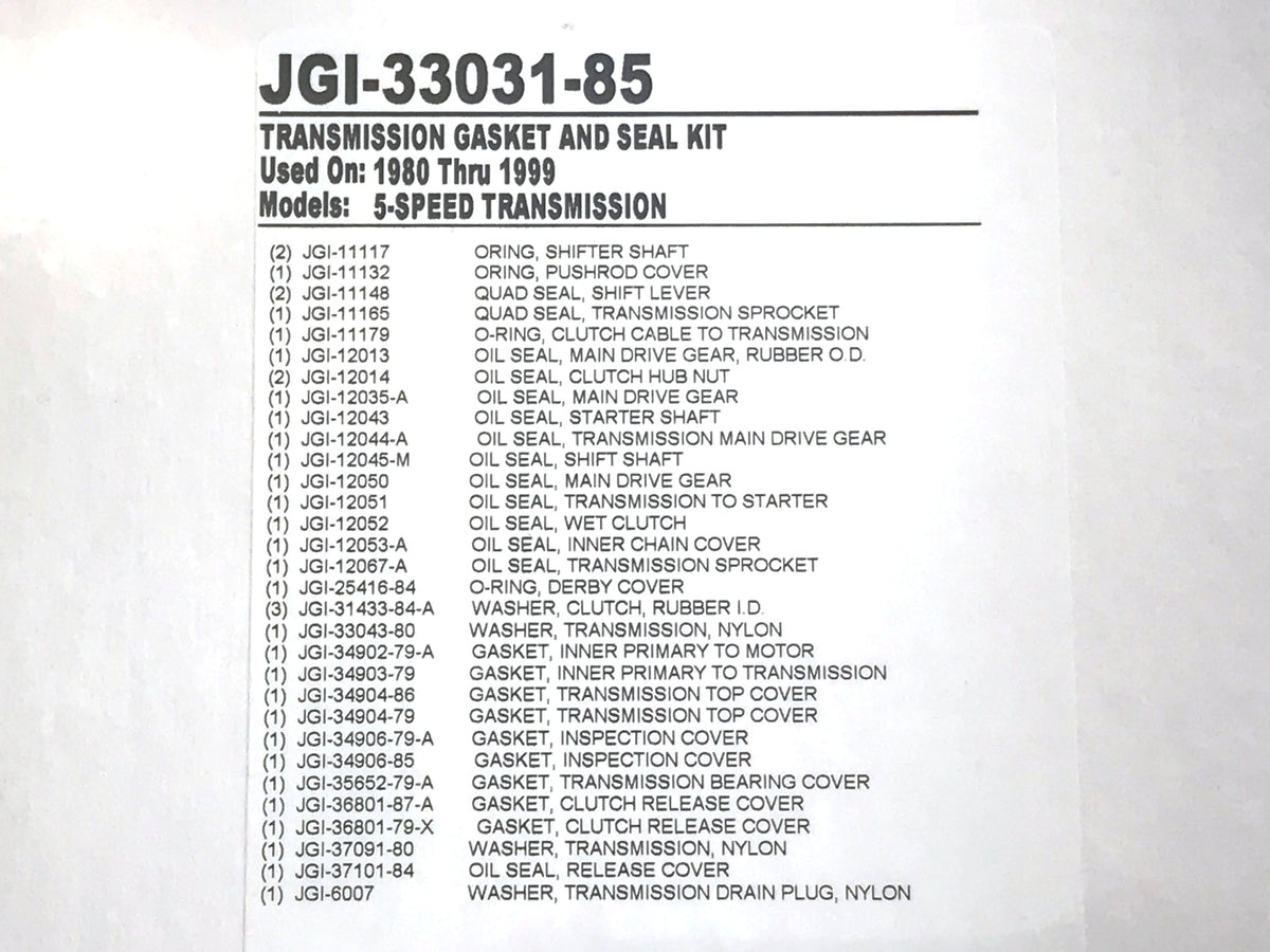 James Gaskets Inc Transmission Gasket Kit 5Spd Touring 1980-1992 JGI-33031-85