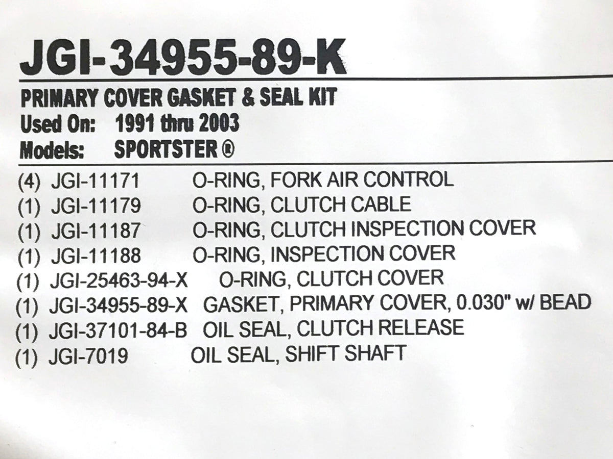 James Gaskets Inc Primary Cover Gasket Kit Sportster 1991-2003 JGI-34955-89-K