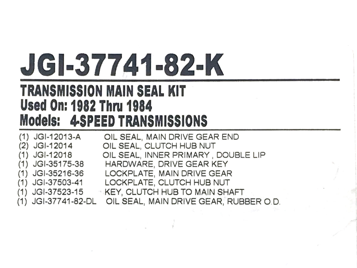 James Gaskets Inc Transmission Main Shaft Seal Kit 4Spd Big Twin 1982-1986 JGI-37741-82-K