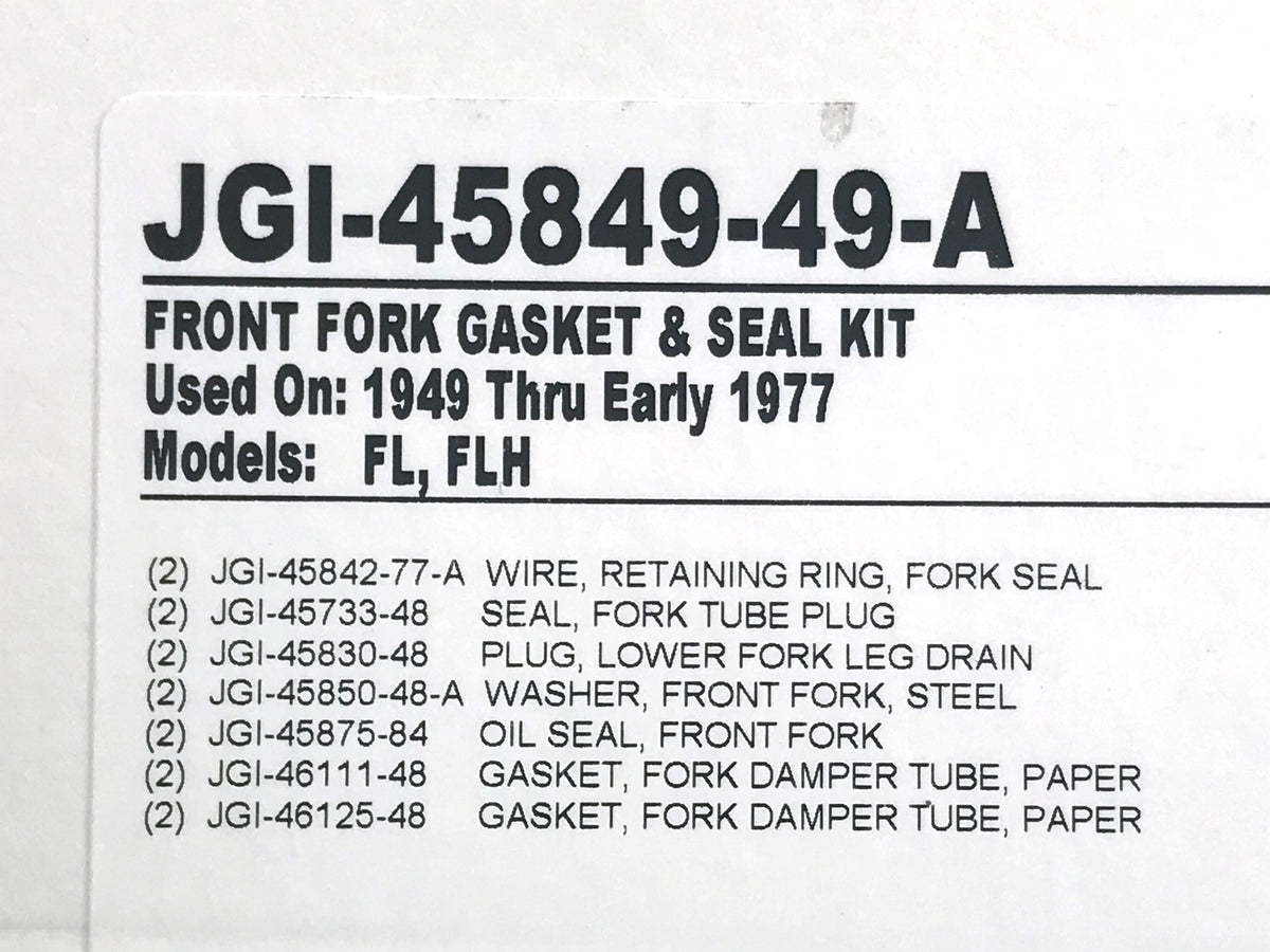 James Gaskets Inc 41mm Fork Seal Kit FL 1949-1977 JGI-45849-49-A