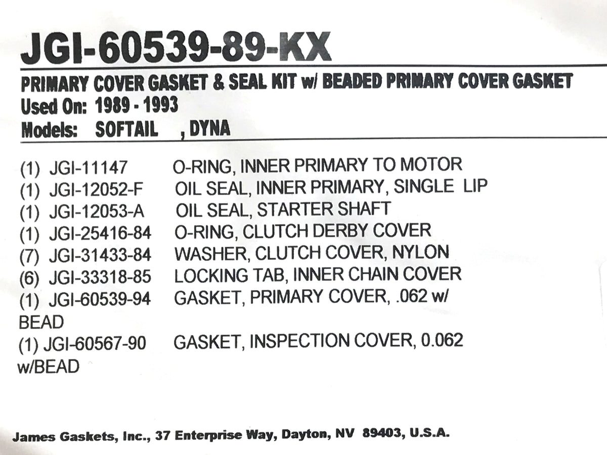 James Gaskets Inc Primary Cover Gasket Kit Softail Dyna 1989-1993