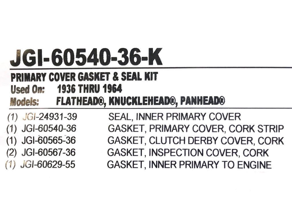 James Gaskets Primary Cover Gasket Kit Big Twin 1936-1964 JGI-60540-36-K