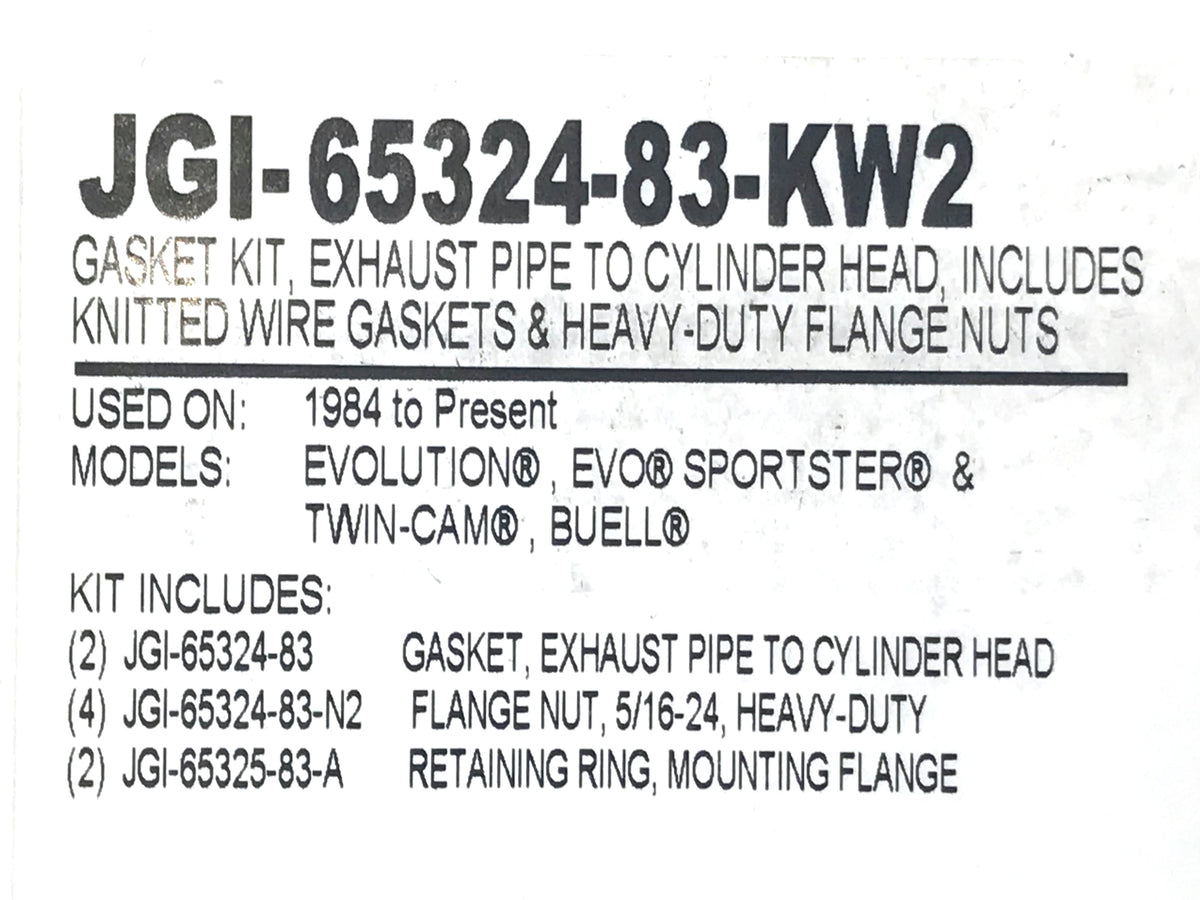 James Gaskets Inc Exhaust Gasket Kit Big Twin 1984up Sportster 1986-2021 JGI-65324-83-KW2