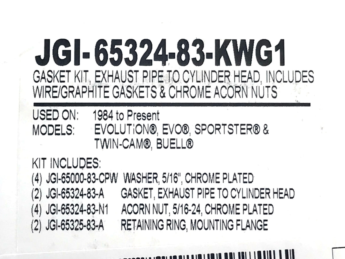 James Gaskets Inc Exhaust Gasket Kit Big Twin 1984-Up Sportster 1986-2021 JGI-65324-83-KWG1