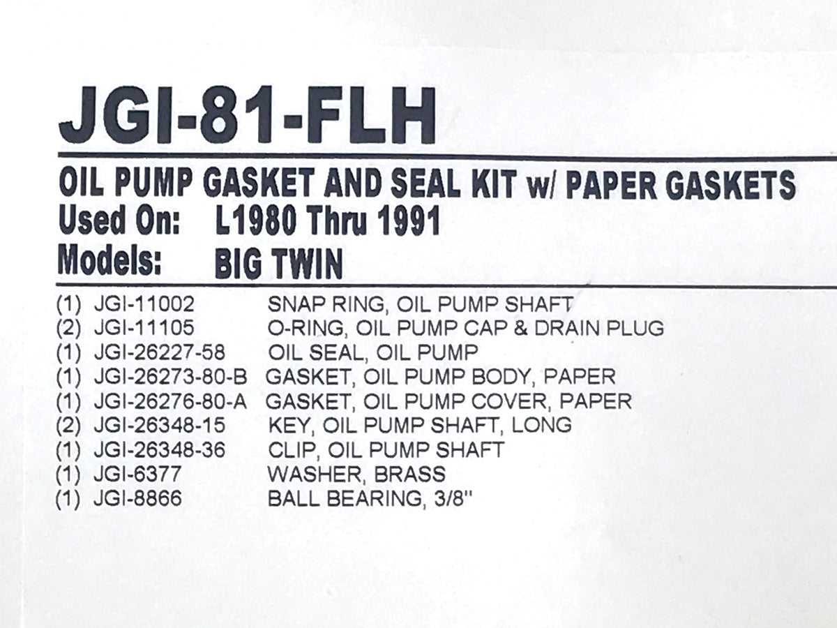 James Gaskets Inc Oil Pump Gasket Kit Big Twin 1981-1991 JGI-81-FLH