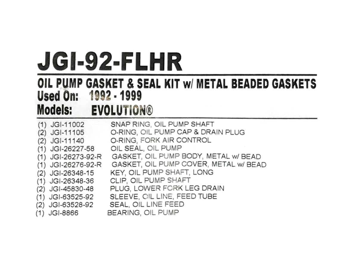 James Gaskets Inc Oil Pump Gasket Kit Big Twin 1992-1999 JGI-92-FLHR