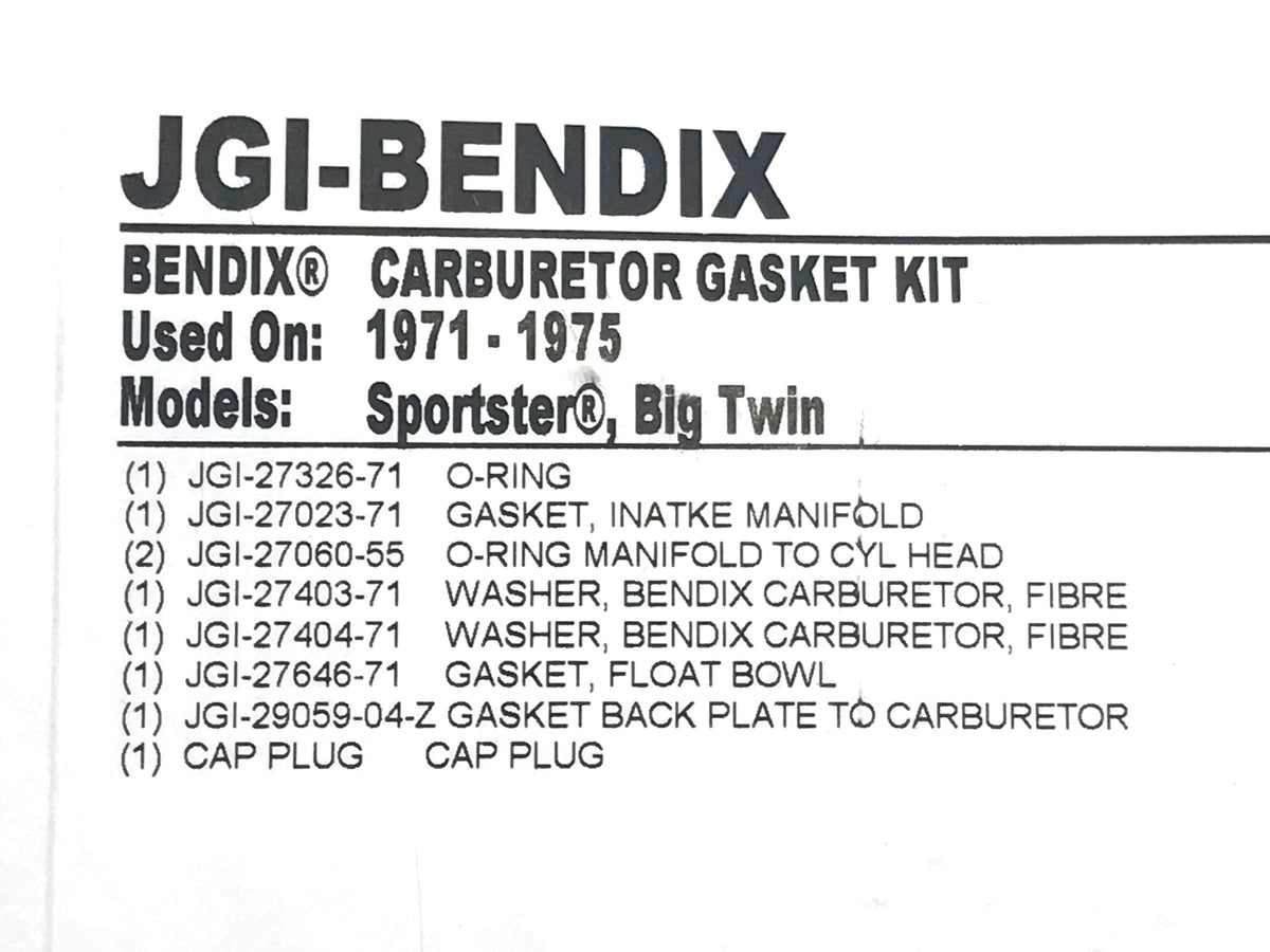 James Gaskets Inc Bendix Carburettor Rebuild Kit Big Twin Sportster 1972-1976 JGI-BENDIX