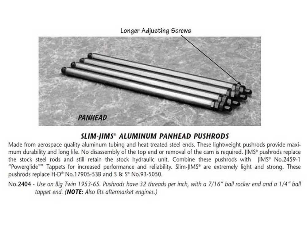 Jims Adjustable Pushrods 2404 for Panhead Big Twin 1953-1965