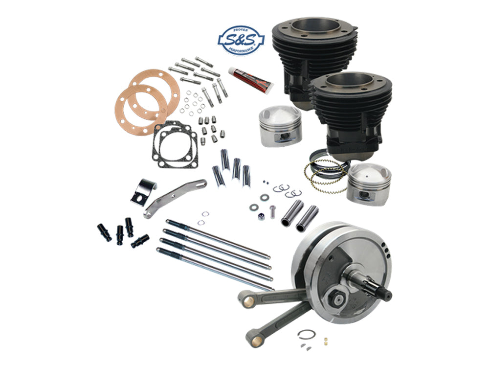 S&S 93in. Sidewinder Big Bore Stroker Kit Gloss Black SS91-9126 for Big Twin 1970-1984